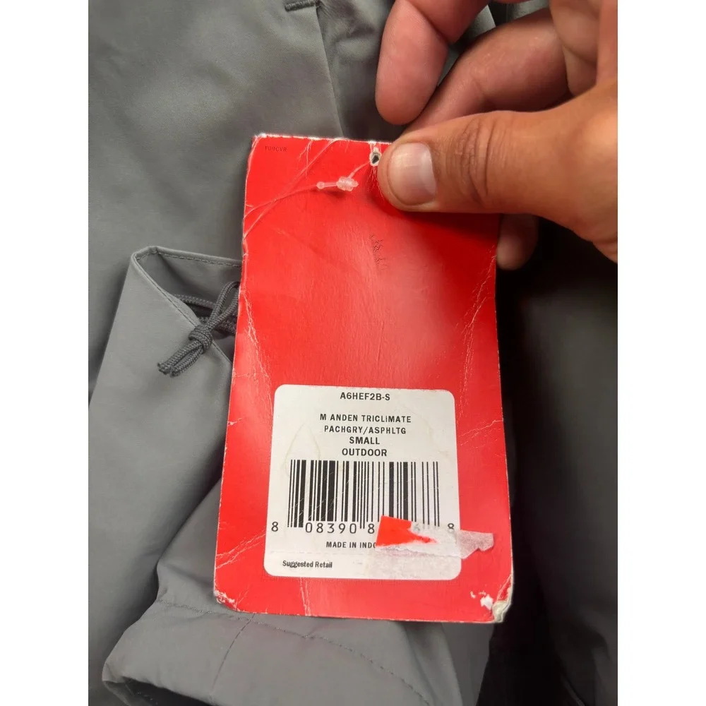 The North Face Anden Triclimate Jacket Mens Small Grey HyVent Hooded A6HEF2B-S